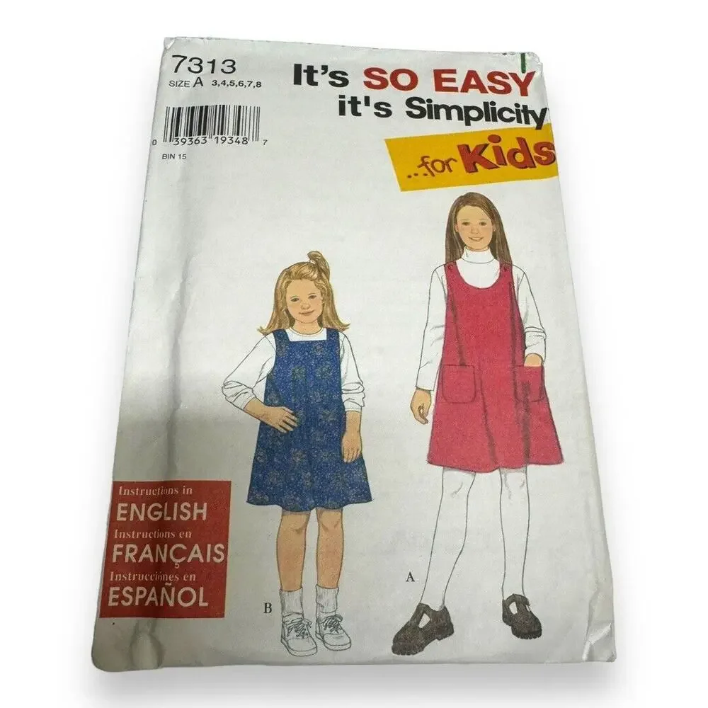It's So Easy It's‎ Simplicity For Kids Jumper 7313 Pattern Child's 3-8 Uncut FF